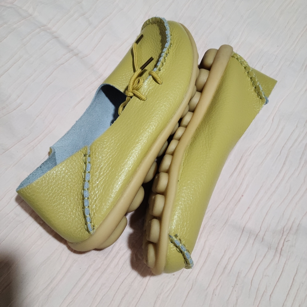 Yellow Leather Slip Ons EU 38